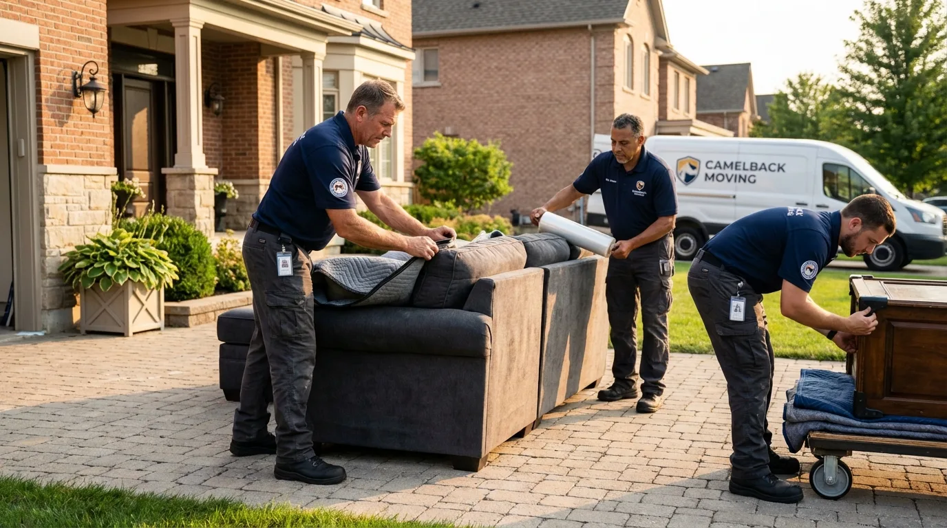Large estate moving crew wrapping furniture in Grafton, WV