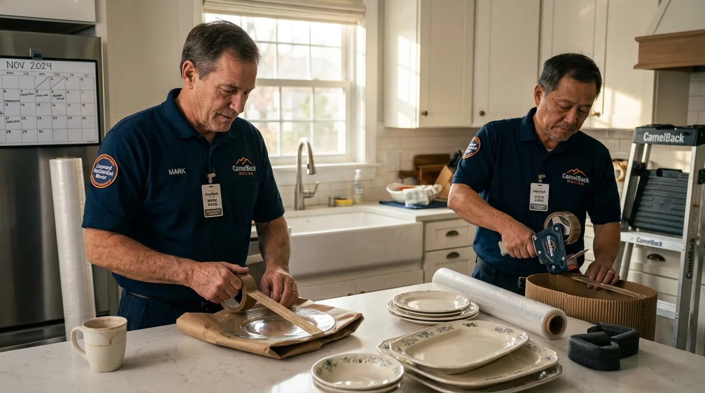 Professional crew packing kitchen dishware in Grafton, WV